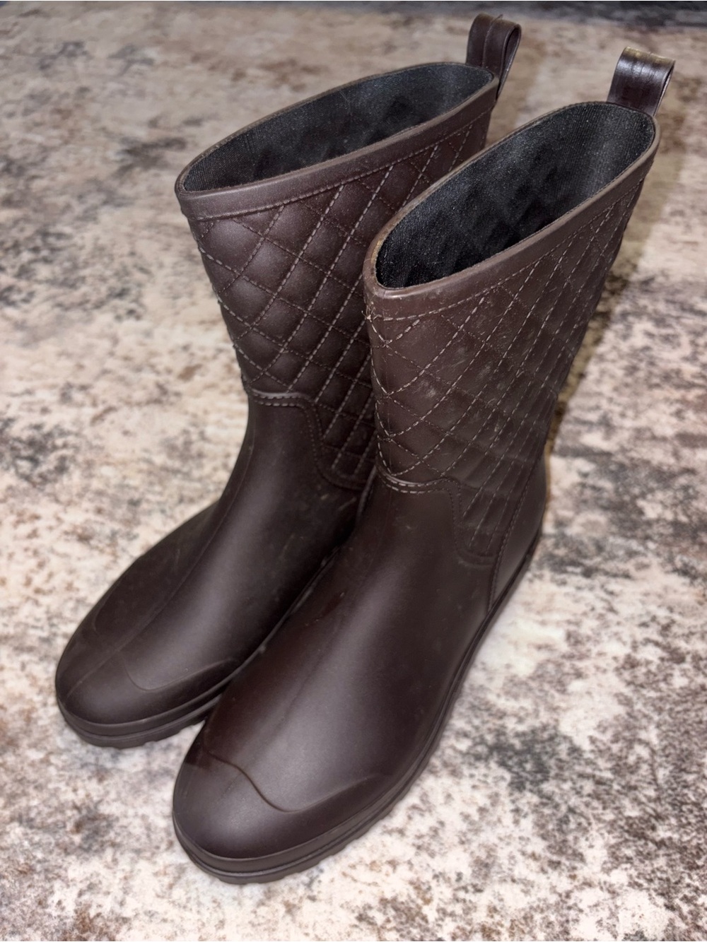 Women’s Waterproof Quilted Mid-Calf Rain Boots - Brown
